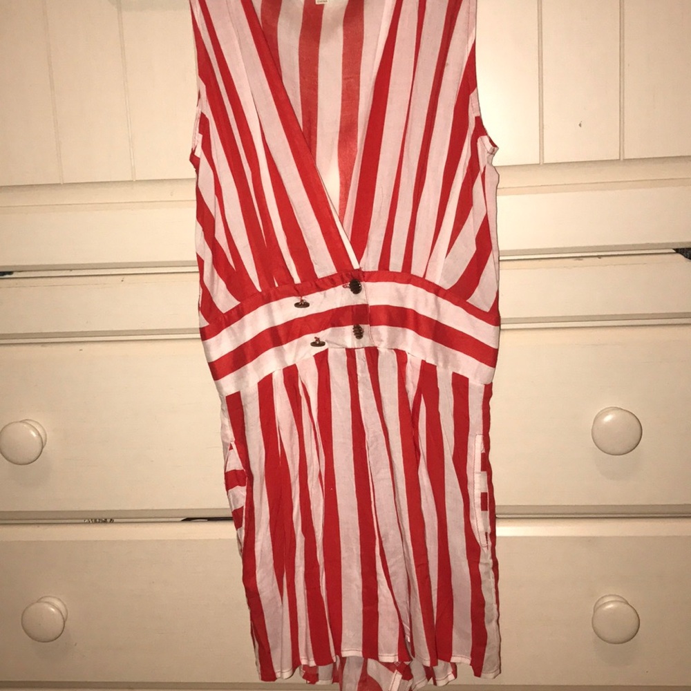 Red & White vintage/ retro striped romper ❤️